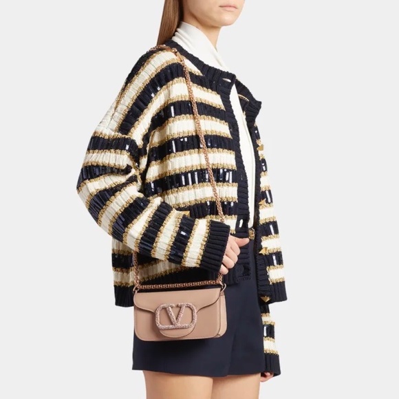 Valentino Loco Small Shoulder bag With Crystal Encrusted Large Logo NWT - Picture 13 of 15